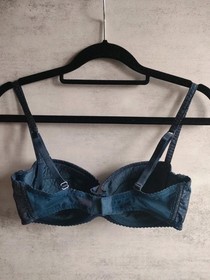 Agent Provocateur Talma Bra. Navy Polka Dot & Pink Satin. 32D