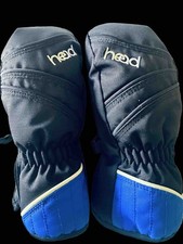 Head Mittens Kids Gloves Black Blue Snow Ski Size XXS 1-2T Side Zip For Easy On