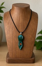 Rustic Clay Green Fertility Goddess Pendant - Wicca Pagan Spiritual Handmade