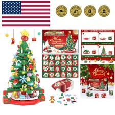 Family Fun: Advent Calendar 2025 Christmas Tree Set with 593 Blocks  LED Light