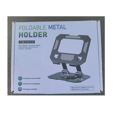 Foldable Carbon Steel Tablet Stand, Rotating, Anti-Slip, Silver or Black, 4-16"