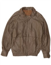 VINTAGE Mens Leather Jacket IT 48 Medium Brown AT15