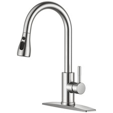 Brushed Nickel Kitchen Faucet with Pull Down Sprayer - 360 Swivel Easy Install