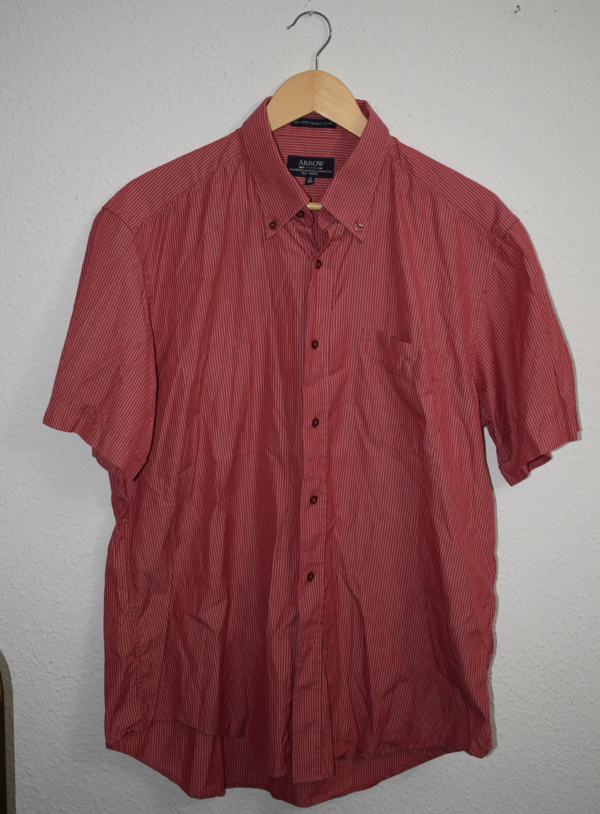 Arrow America's Classics Red Pinstripe Short Sleeve Shirt image 2