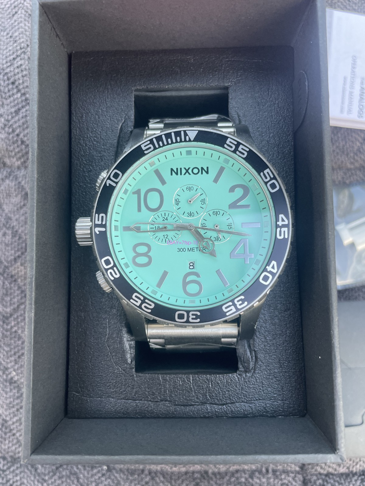 Men's Chrono Chronograph Watch Nixon Silver/Turquoise - 51-30 New A1389-2084-00 - vintagewatches.pk