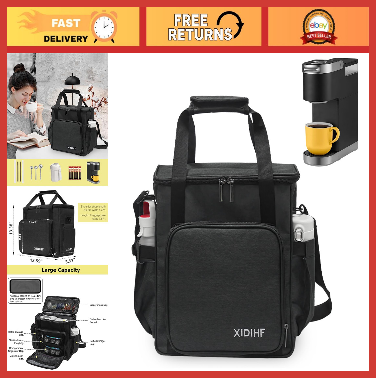 Travel Bag For Keurig K-mini & K-mini Plus - Multi-pocket