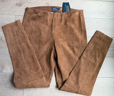 NWT 1000 POLO RALPH LAUREN 100 LAMB SUEDE PANTS, SZ L
