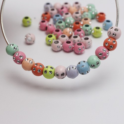 200 Mixed Colour Acrylic Sparkling Silver Dot Barrel Pony Beads 8X7mm Kids Craft - Picture 5 of 8