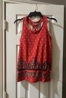 Athleta Tic Tac Toe Mandala Print Racerback Support Tank Top Small Red Summer