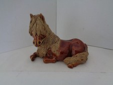 Cheval ceramics seated pony Spaghetti mane figurine with label