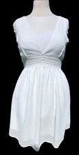 Babydoll Swiss Dot Lace Open Back Mini Dress Size L 8/10 Boho Summer Shein