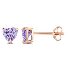 Heart-Shaped Cubic Zirconia Stud Earrings in 925 Sterling Silver - Various Co...