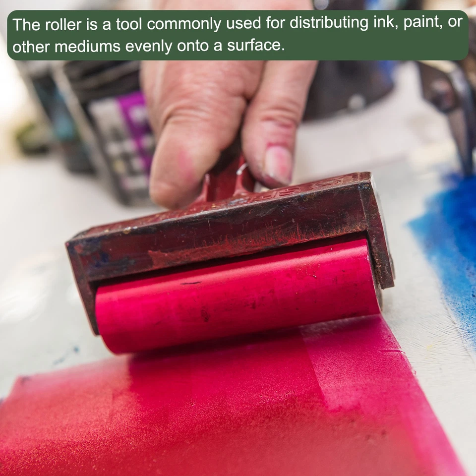 Rubber Roller Brayer Printmaking Ink Print Spreading Brush Tool Black 8 inch Foto 4 de 4