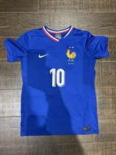 Nike France Mbappe 10 Jersey Youth Sz L Wmn S Blue Dri-Fit Soccer Jersey Clean!