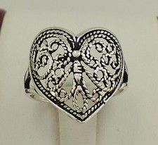 BEAUTIFUL .925 STERLING SILVER FILIGREE HEART RING size 9 style r1732