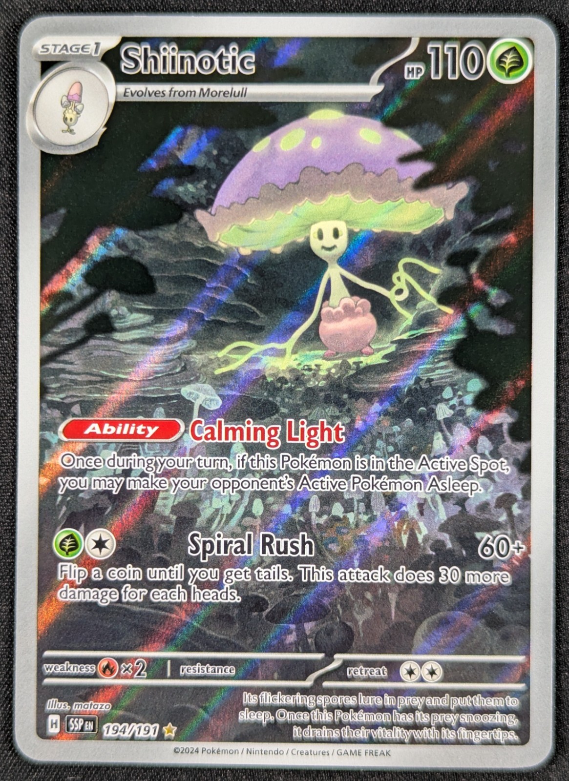 Shiinotic 2024 Surging Sparks Full Art Illustration Rare Pokemon Card 194/191 NM