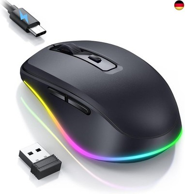 seenda Kabellose Maus mit Jiggler, Wiederaufladbare 2.4G Funkmaus mit