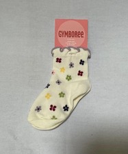 NWT Vtg Gymboree Royal Gardens ivory purple flower socks 12-24 m shoe 5 6