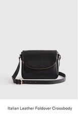 Quince nwot Italian Leather Foldover Crossbody Black Medium Adjustable Strap