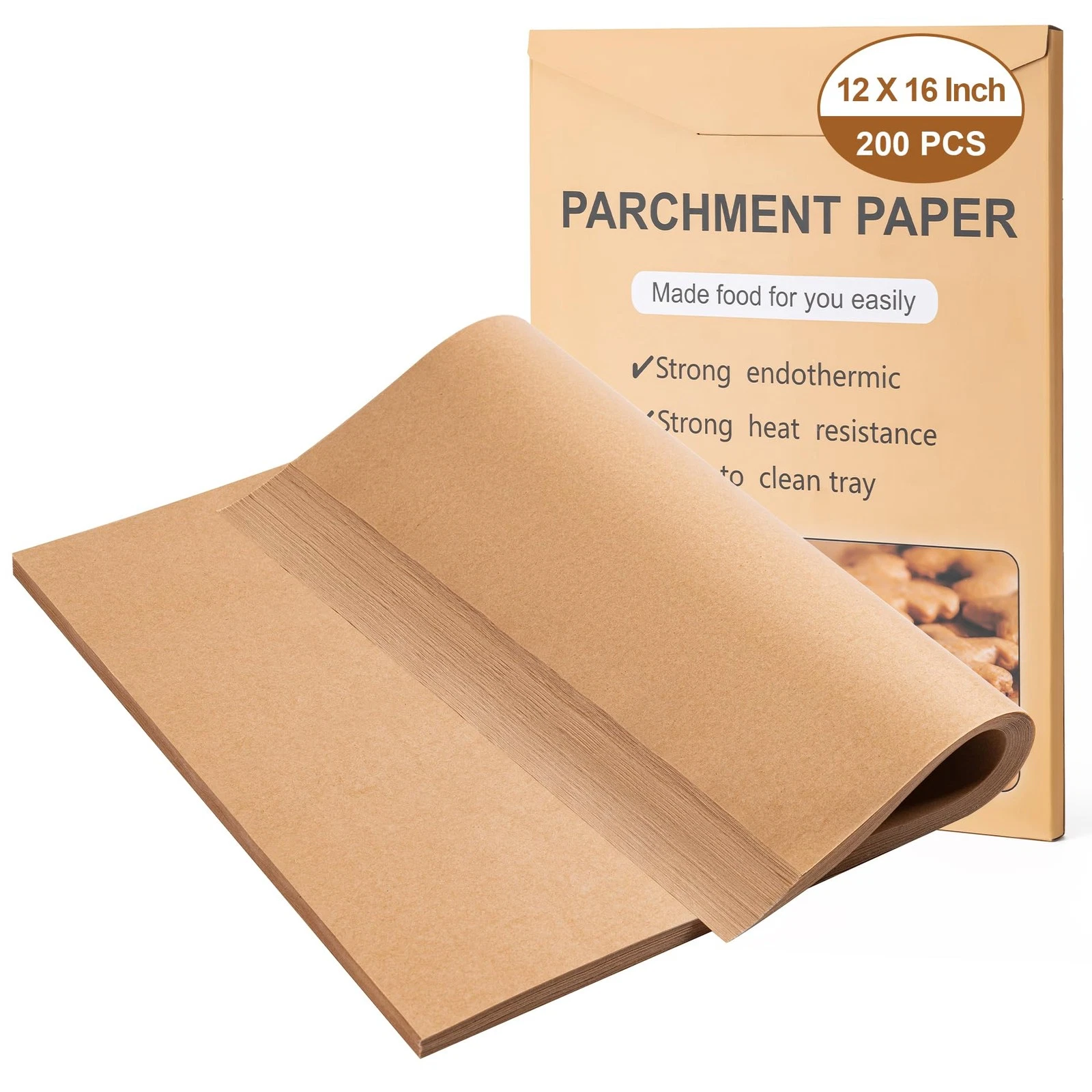 200 PCS Parchment Paper 12x16 Inches Non-Stick Precut Unbleached Baking Sheet