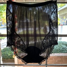 1950s Vantees By Vanity Fair Black Nylon Mushroom Gusset Lingerie Panty Sz 6 VTG