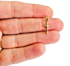 Small Tiny 14k Gold Jesus Christ Crucifix Cross Pendant Charm For Necklace Chain