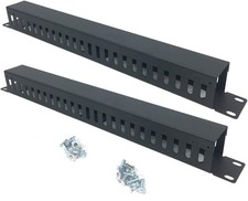 QiaoYoubang 2 Pack 1U 19 Inch Cable Manager Horizontal Rack Mount 24 Slot Met...