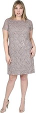 Tiana B Women's Plus Size lace Sheath Dress, Taupe, 18W