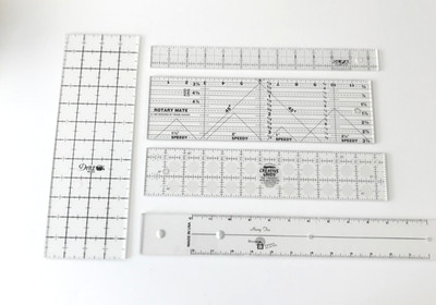 LOT of 5 Quilting Rulers OLFA, Dritz, Hang Tree Creative Grids, Rotary Mate