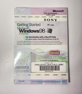 Getting Started Microsoft Windows 98 2nd Edition Manual & Product Key