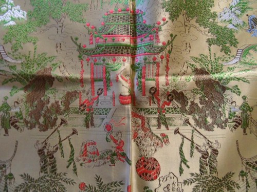 jim sheng china brocaded flowers silk chinese fringed tablecloth Piano Shawl - Picture 2 of 12