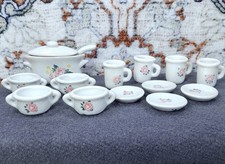 Vintage Pretty Port Ltd Childs Porcelain Miniature Tea Set Lot Of 15 Pieces Mini