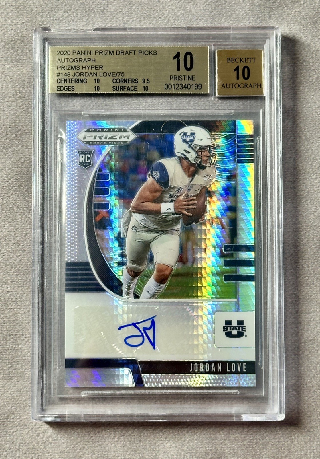 2020 Panini Prizm Draft Picks - Jordan Love AUTO Hyper Prizm Auto /75 BGS 10/10
