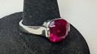 Women's Red ring Glows under UV light, club, rave sz 8.5 silver tone — photo 4
