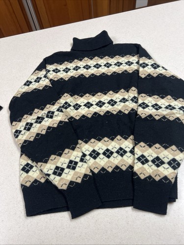 Vintage Drummond Argyle Turtleneck Sweater Small Retro70s 80s