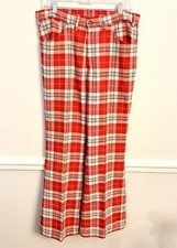 Rare 60/70s LEVI  S Black Label Big E Sta-Prest Pants Tartan Plaid Flare Talon 42