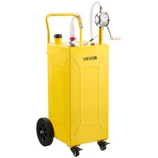 VEVOR 30 Gal Fuel Gas Caddy Portable Storage Tank Manual Pump 4 Wheels Yellow