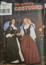 Simplicity 8855 Highland Type Costume Blouse Vest Skirt Shawl Cap Misses' 6-12
