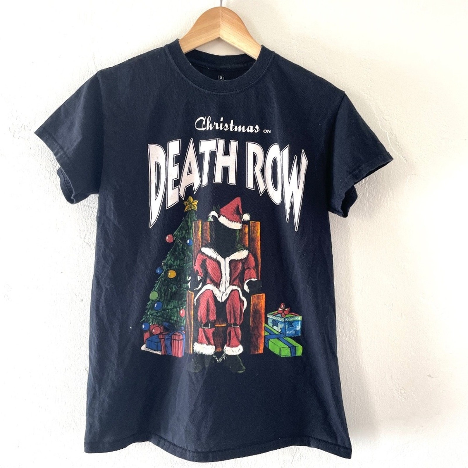 FILA Camicia nera manica corta Christmas Death Row Records unisex taglia small