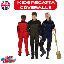 Kids Overalls Boys Girls Childrens Coverall Boiler Suit Farmer Regatta Studded