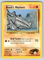 Brock's Rhyhorn 70/132 Gym Heroes Common Unlimited