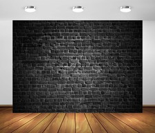 12x10ft Fabric Black Brick Wall Backdrop for Photography Vintage Stone Brick ...
