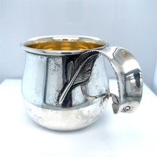 Grainger McKoy Feathered Handle Sterling Silver Baby Cup