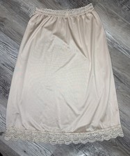 Vtg Lingerie Olga Secret Hug Half Slip Beige Small Lace Waist And Trim Nylon