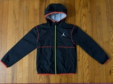 AIR JORDAN Water Resistant Mesh Lined Windbreaker Black Jacket Size Medium