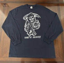 Vintage Sons Of Anarchy Long Sleeve Shirt (Anarchy Reaper) Navy Blue Adult Sz XL