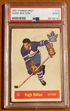 1957 Parkhurst NHL #13 Hugh Bolton Toronto Maple Leafs PSA 2 GOOD