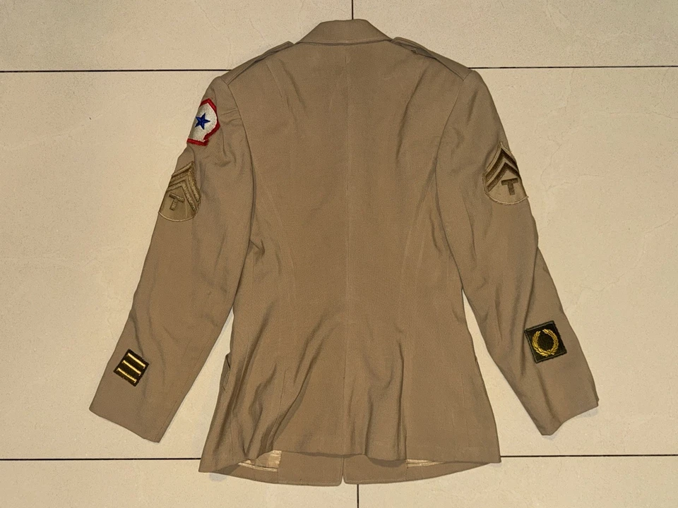 Chaqueta mujer ejército 1944 W.A.C. verano tropical estambre caqui 55-j-569-231 12S Foto 3 de 4