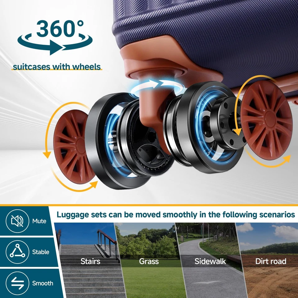 Conjunto de 6 Bagagens, 360° Malas Universais com Rodas Mala de Capa Dura... - Imagem 2 de 4