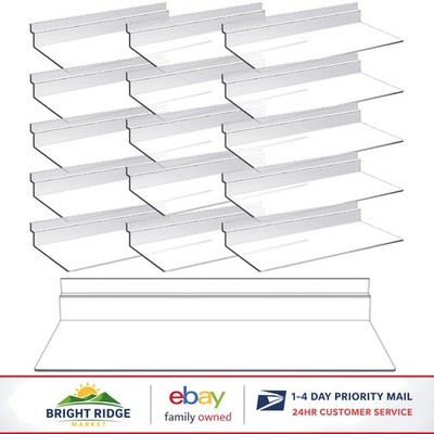16 Clear Plastic Slatwall Shelves for Home or Store Organization - 4x10 Inch